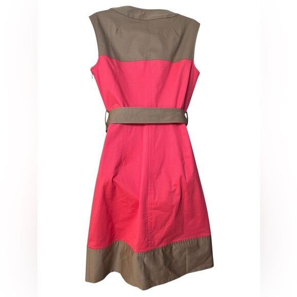 Milly Colorblock Belted Notch Neck Mini Sheath Dress - Picture 8 of 12